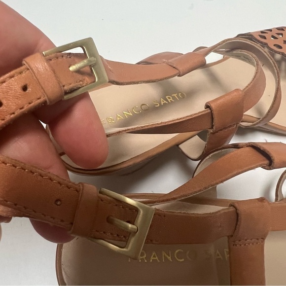 Franco Sarto Women's Perforated Leather Wedge Sandals Heel Sandals Brown size 9 - Picture 10 of 12